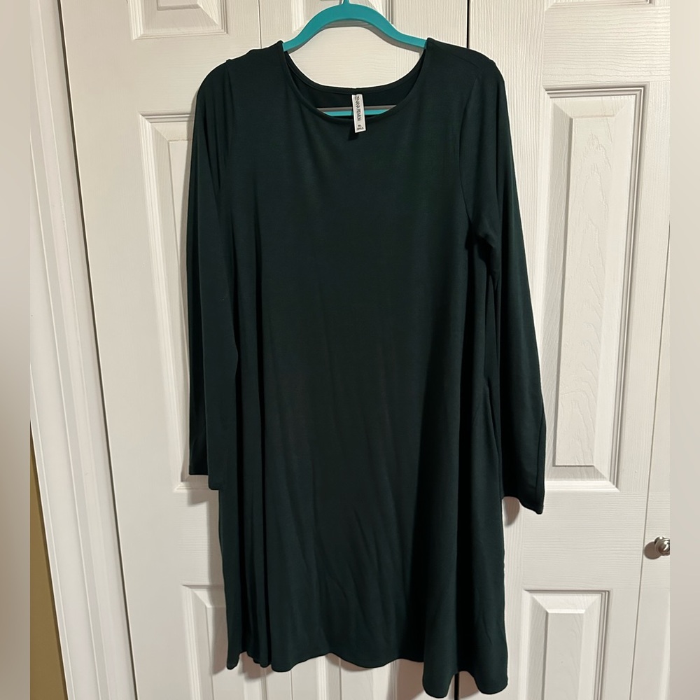 Long Sleeve Zenana Premium Green Dress